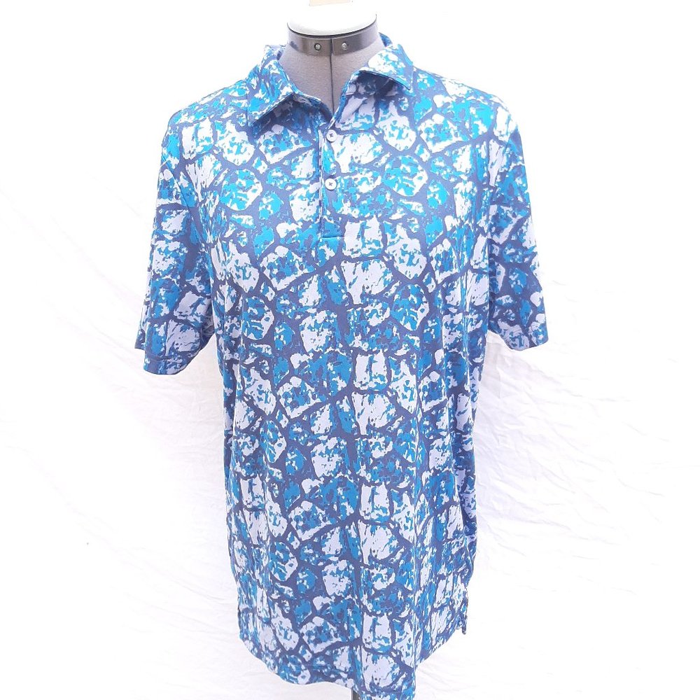 Adidas Men's Size Medium M Abstract Button Collar Cool Shirt Top Active Wear